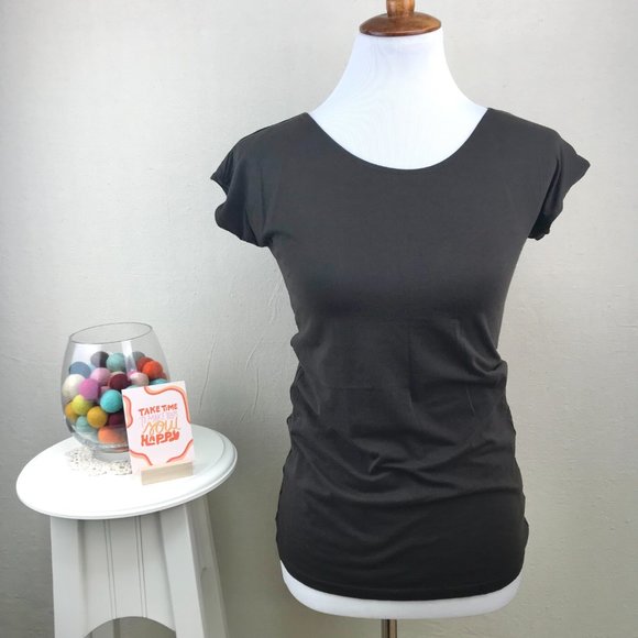 Style & Co Espresso Brown Cap Sleeve Lightweight Top - Picture 2 of 11